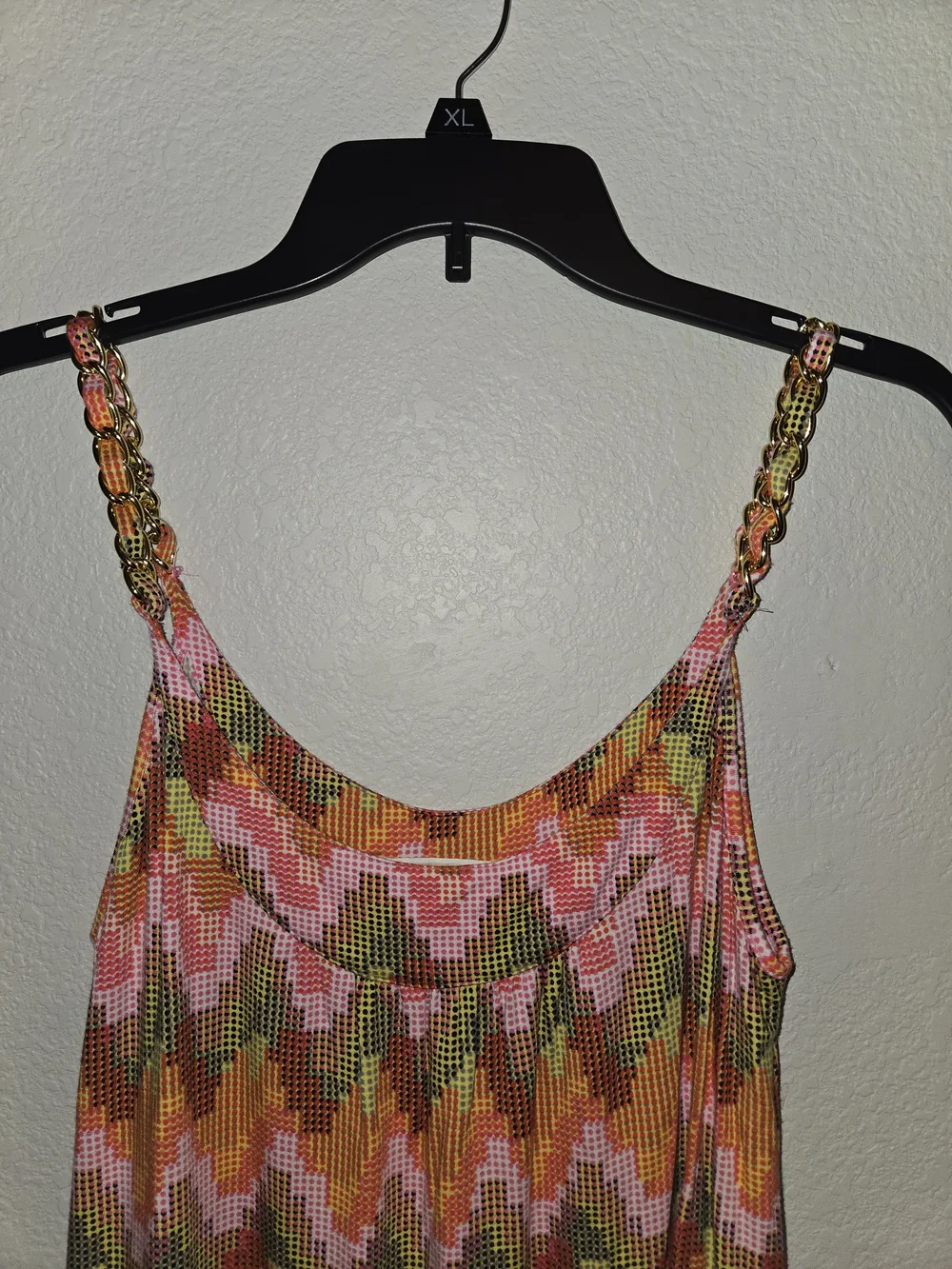 Michael Kors Women's M Multicolor Geometric Chain Scoop Neck Cami Tank Boho Chic